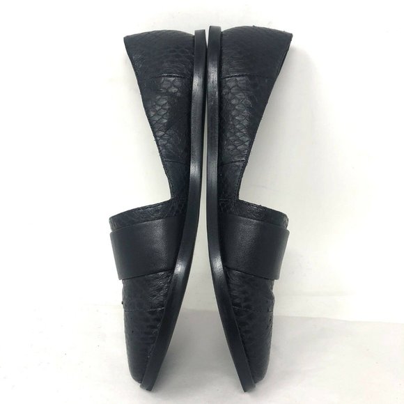 Vince Black Leather Loafers Snake Embossed Size 7 - Picture 4 of 8